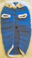 White/Blue Hand Crocheted Dog Sweater